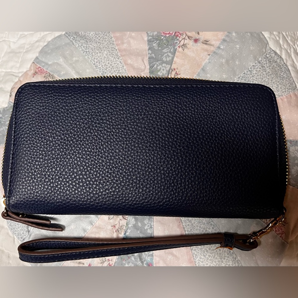 Anne Klein Navy Wallet with Gold Accent - Picture 4 of 6
